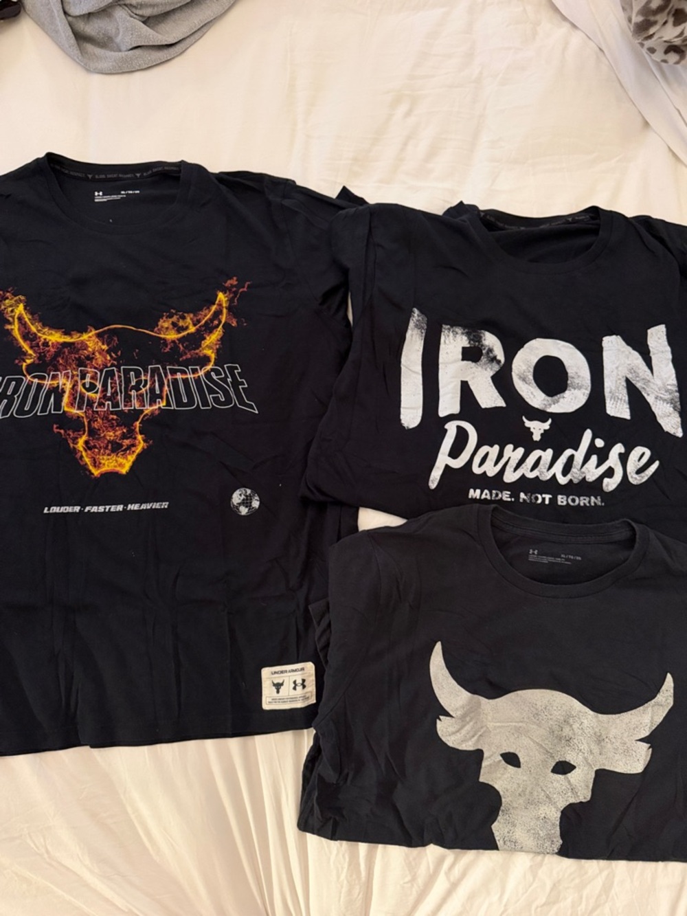 Lot of 3 under Armour Project Rock-Dwayne Johnson The Rock Iron Paradise shirtXL